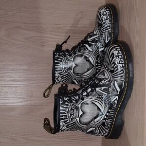 Dr Martens 1460 Egret Playing Cards Black and White Boots Women's Size US 10L 9M